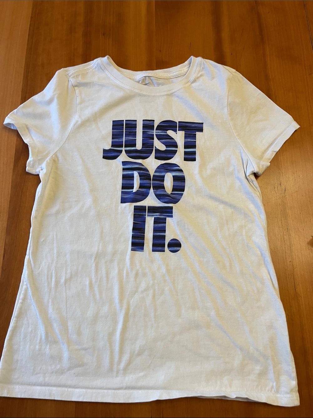 Nike White Tee with Blue 'JUST DO IT.' Graphic